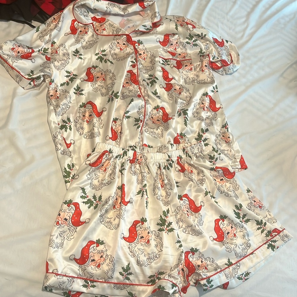 Santa Design Silk Pajama Set
